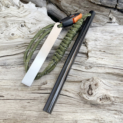 10x150mm Magnesium Fire Starter - Survival Flint Rod with Emergency Whistle & Scraper for Outdoor Camping Hiking Gear