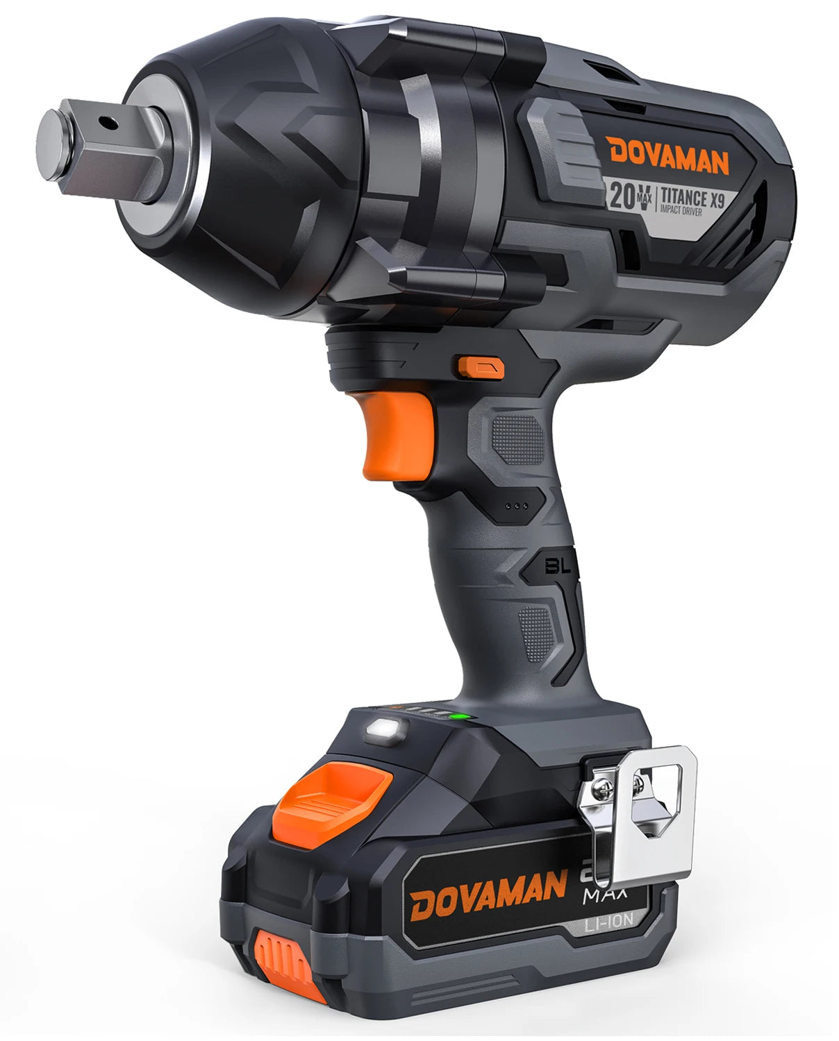DOVAMAN 20V Brushless Impact Wrench, 3/4" Cordless Impact Gun 2200Nm, 5 Modes, 4.0Ah Battery for Lug Nuts & Trucks
