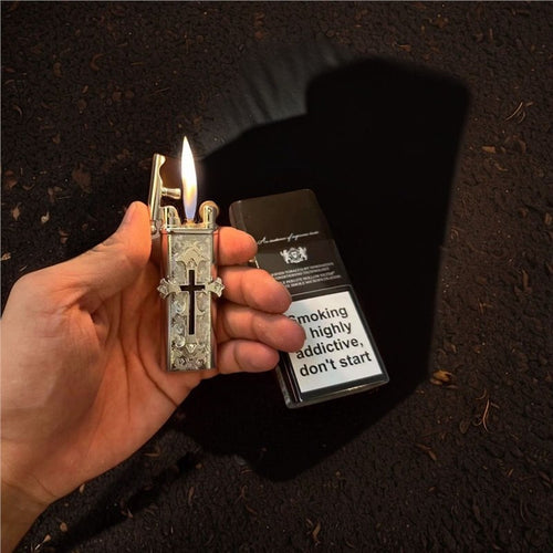 Hand made windproof metal lighter with grinding wheel