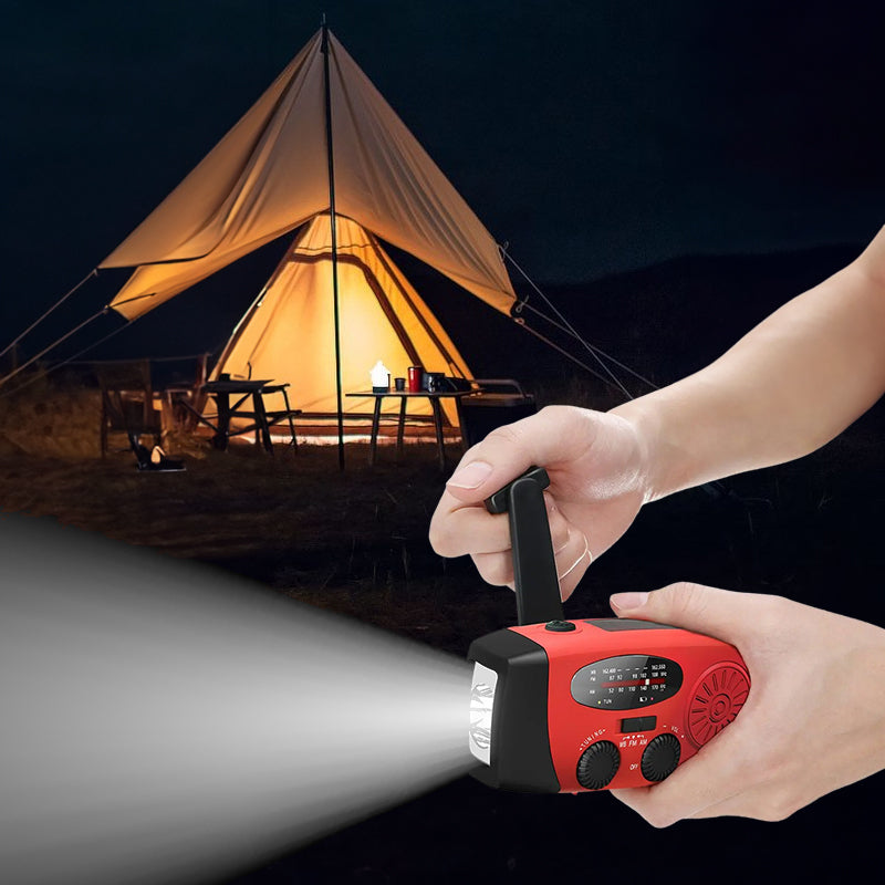Portable multi - func hand - crank, emergency gen, solar radio, shockproof, FM/AM/WB/NOAA, power bank