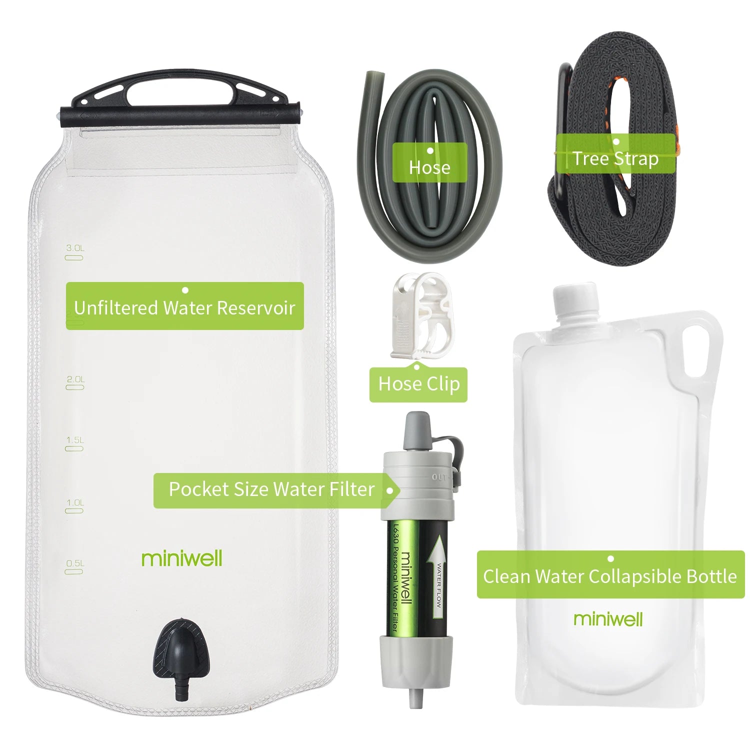 Miniwell L630 Personal Camping Purification Water Filter Straw for Survival or Emergency Supplies
