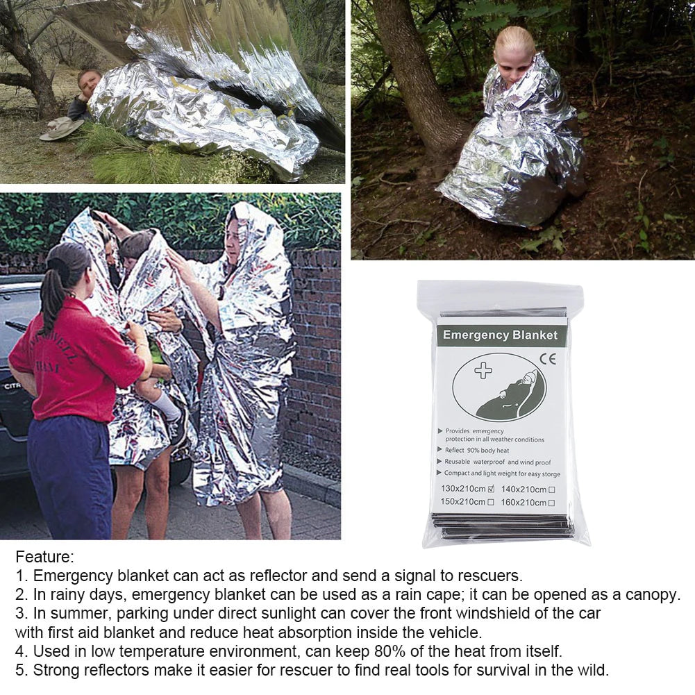 1-20pcs Emergency Mylar Thermal Blanket Foil Space Blanket Designed for NASA Body Warmer Outdoor First Aid Camping Hiking Travel