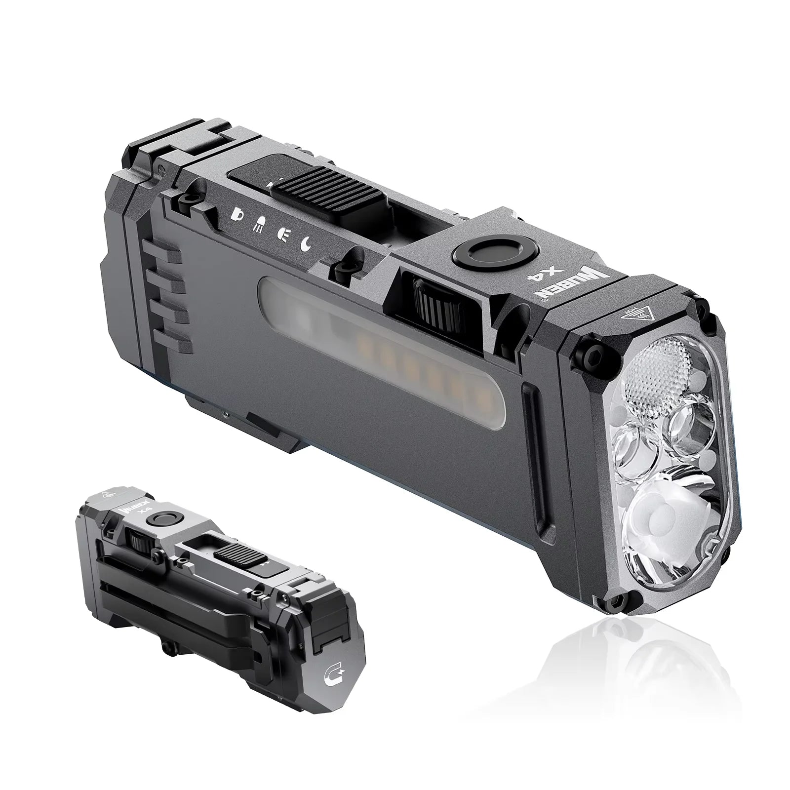 WUBEN X4 EDC Flat Flashlight with RGB Light, 1500 Lumens Mini Flashlight with Tactical Switch and Magnetic, IP68 Portable Pocket