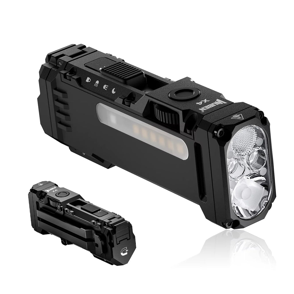 WUBEN X4 EDC Flat Flashlight with RGB Light, 1500 Lumens Mini Flashlight with Tactical Switch and Magnetic, IP68 Portable Pocket