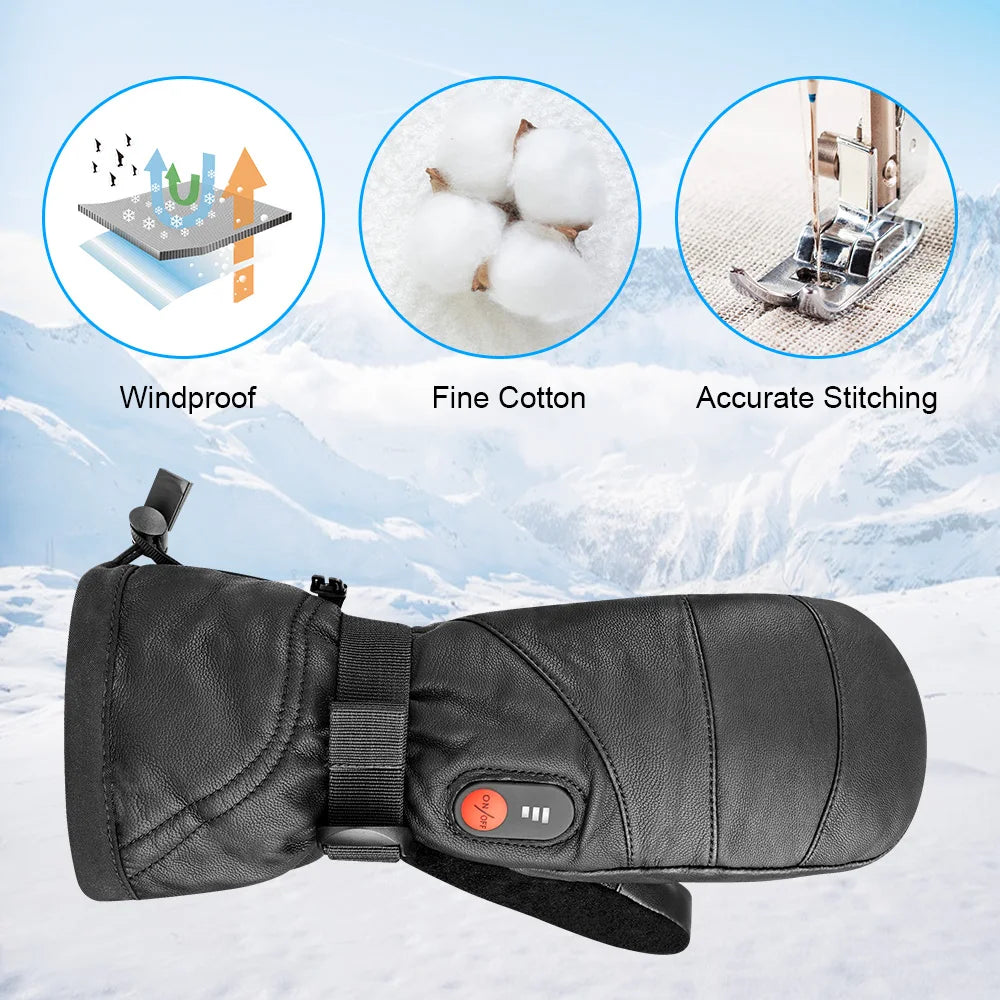 Savior Heat Heated Gloves Ski Mittens Fingers Waterproof Windproof Battery Heated Mitten Gloves Mens Womens Heated Keeping Warm