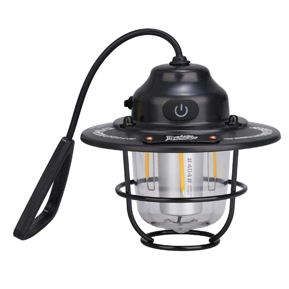 LED Camping Lantern Dimming Emergency Lamp Type C Charging Retro Camping Light 4 Light Modes Multifunction for Fishing Camping