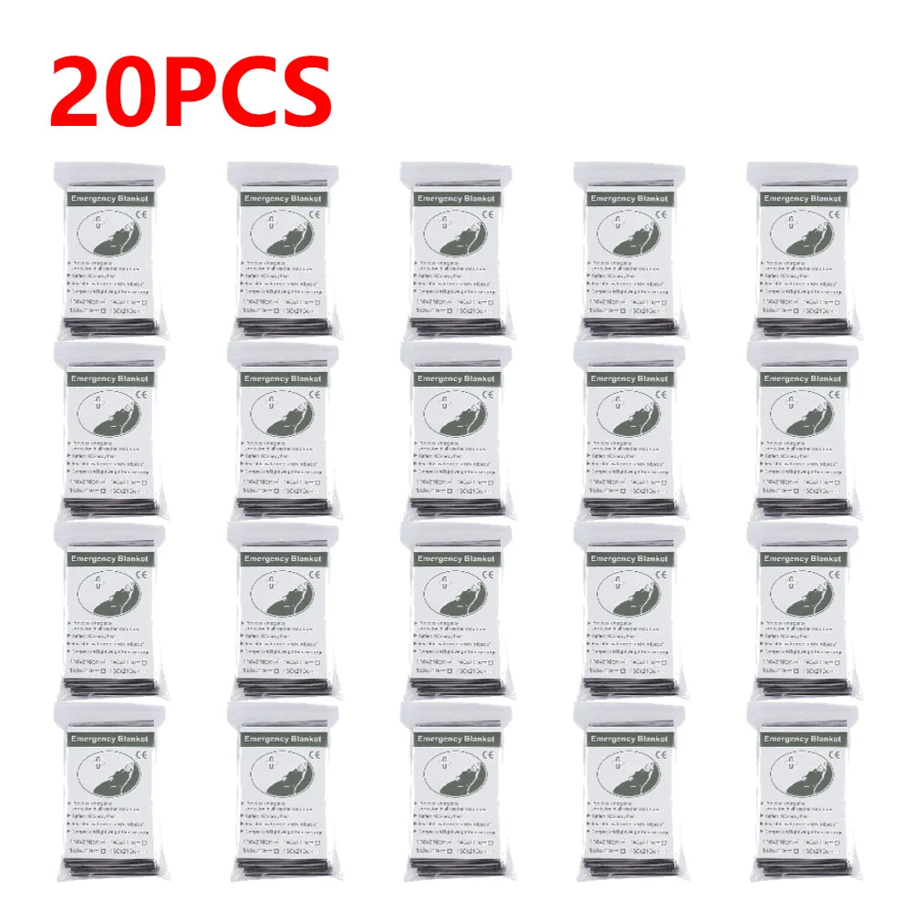 1-20pcs Emergency Mylar Thermal Blanket Foil Space Blanket Designed for NASA Body Warmer Outdoor First Aid Camping Hiking Travel