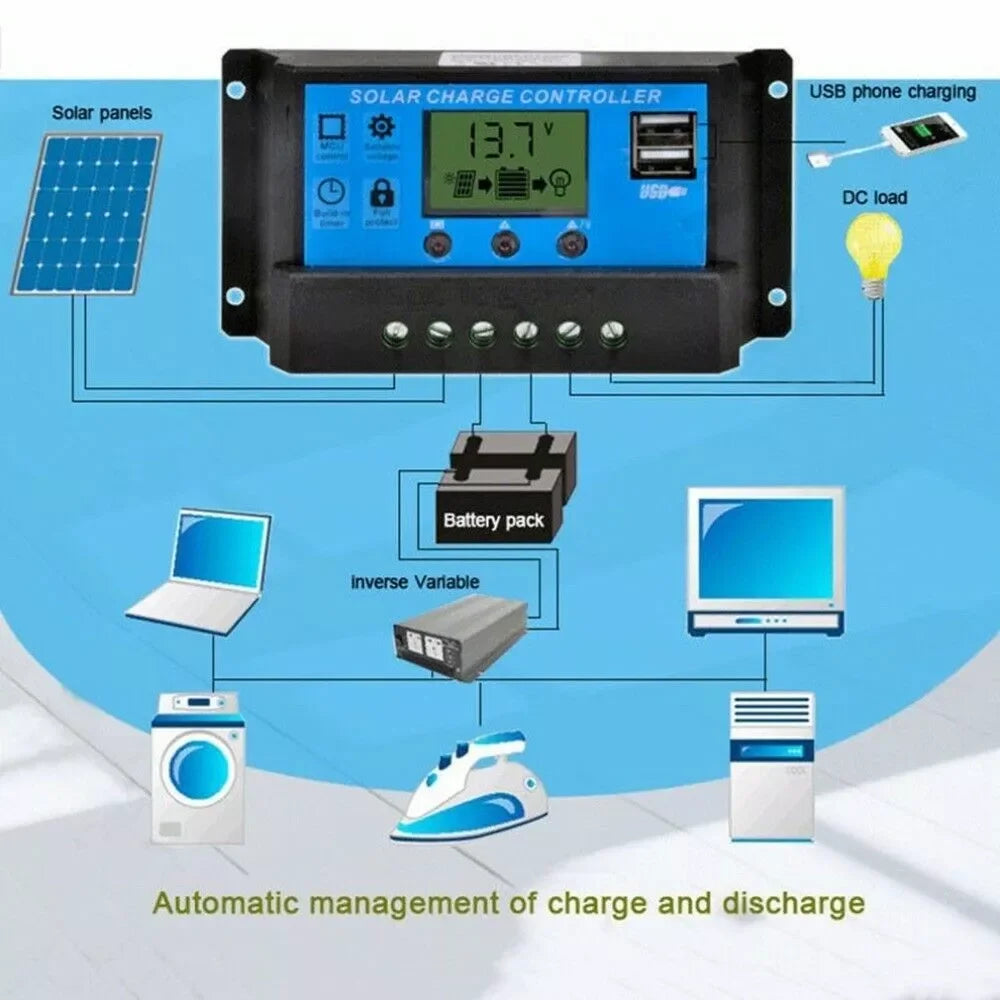 6000W Inverter and Solar Panel Kit 12V Battery Charger with 100A Controller Caravan Solar Power Generator Home 110V Grid System
